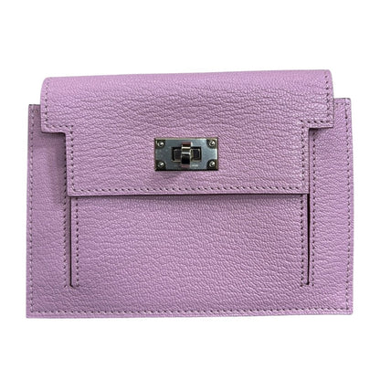 HERMES Togo Kelly Pocket Compact Wallet Lilac Silver Hardware HE462