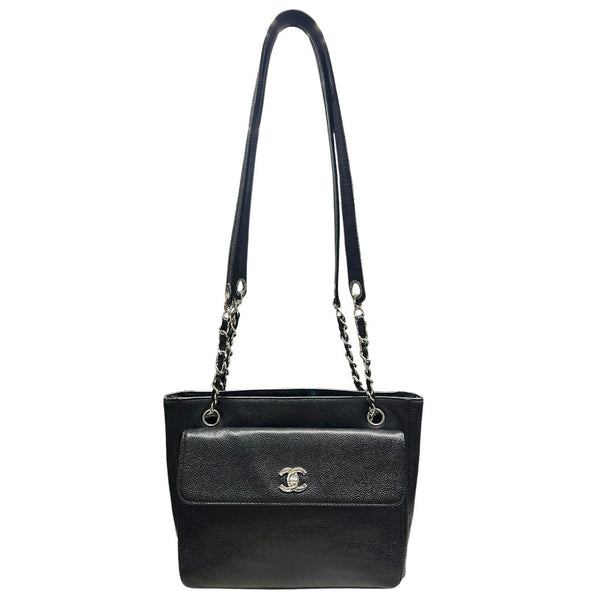 CHANEL Caviar Timeless CC Shoulder Bag Shoulder Bag Black Silver Hardware CH2193