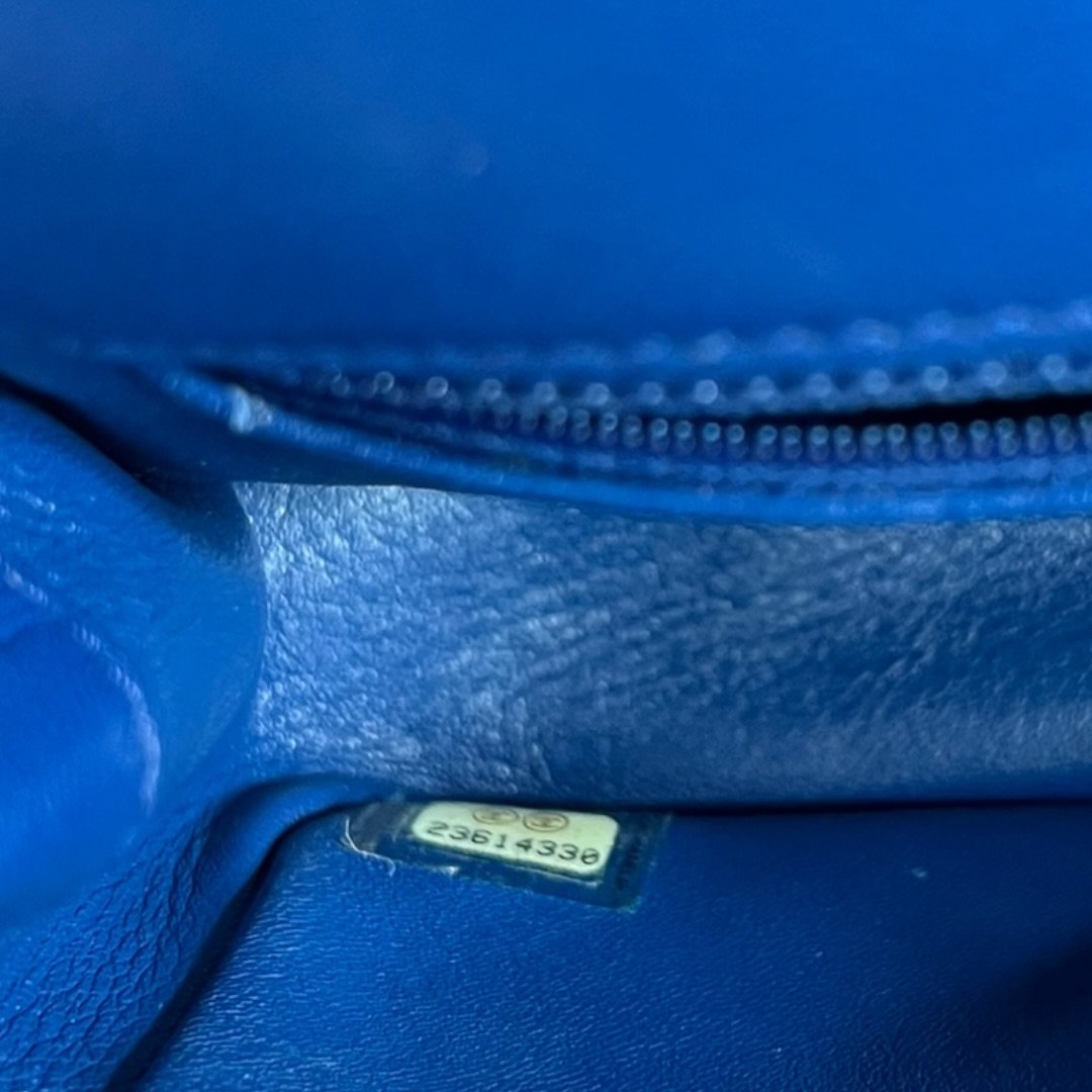 CHANEL Grained Calfskin Coco Handle Bag Handbag Blue Gold Hardware CH2191