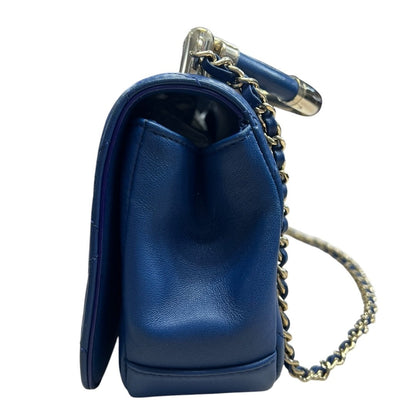 CHANEL Grained Calfskin Coco Handle Bag Handbag Blue Gold Hardware CH2191