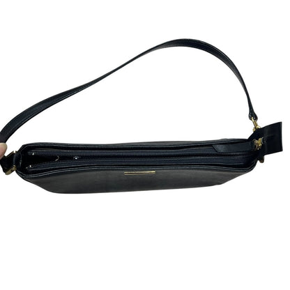 BURBERRY Saffiano Shoulder Bag Black Gold Hardware BU1224