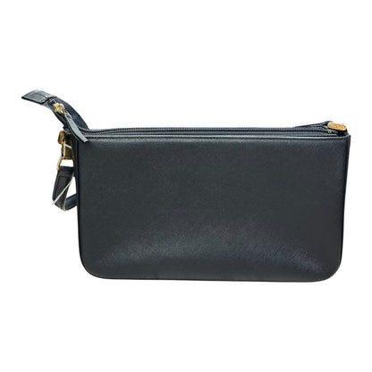 BURBERRY Saffiano Shoulder Bag Black Gold Hardware BU1224