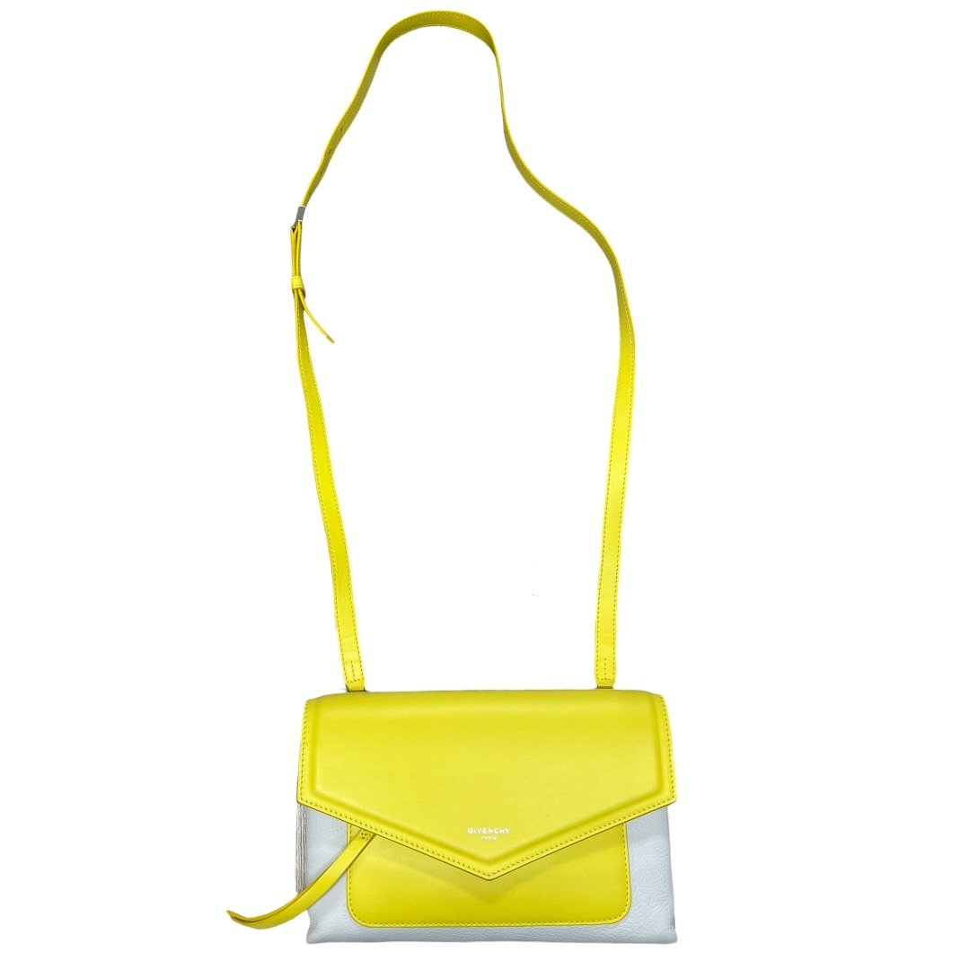 GIVENCHY Leather Shoulder Bag Yellow, White Silver-tone Hardware GI36