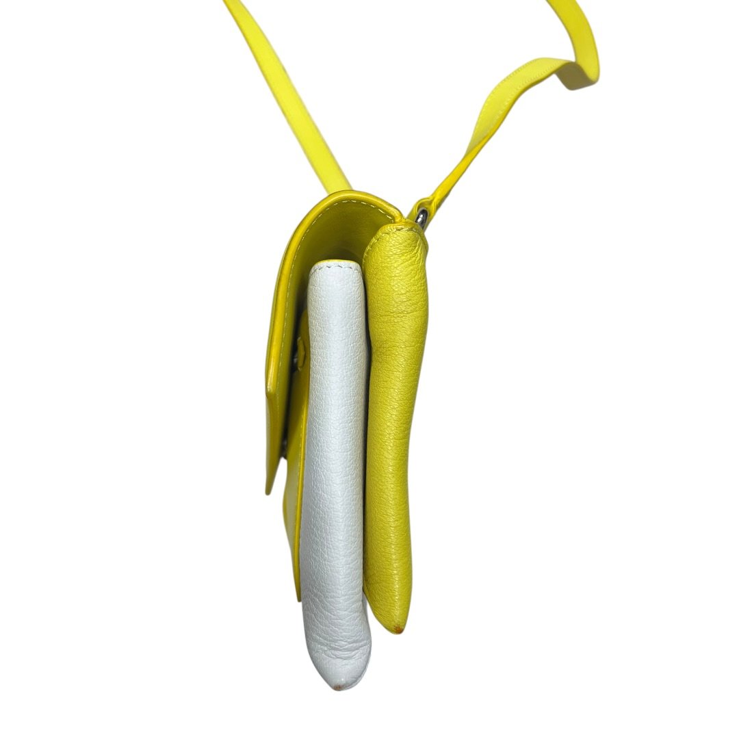 GIVENCHY Leather Shoulder Bag Yellow, White Silver-tone Hardware GI36