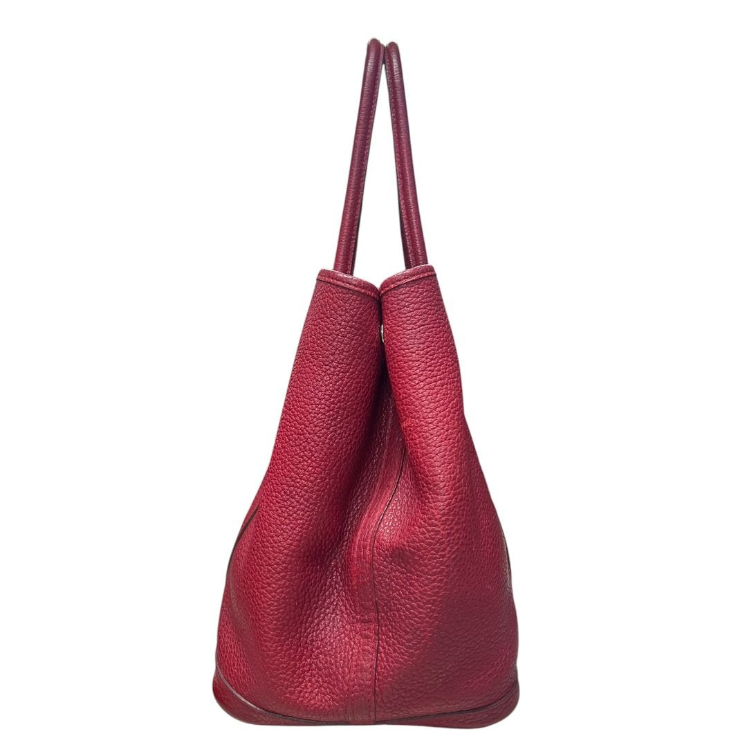 HERMES Negonda Leather Garden Party Tote Red Silver Hardware HE464