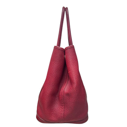 HERMES Negonda Leather Garden Party Tote Red Silver Hardware HE464