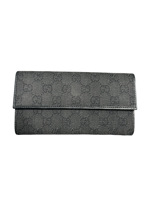 GUCCI GG Canvas Continental Long Wallet Black GU687