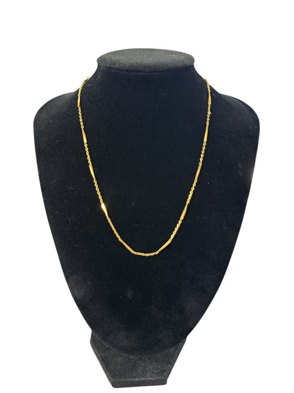 UNBRANDED Accessory K18 Yellow Gold Bar Link Chain Necklace Gold 5.54g je56