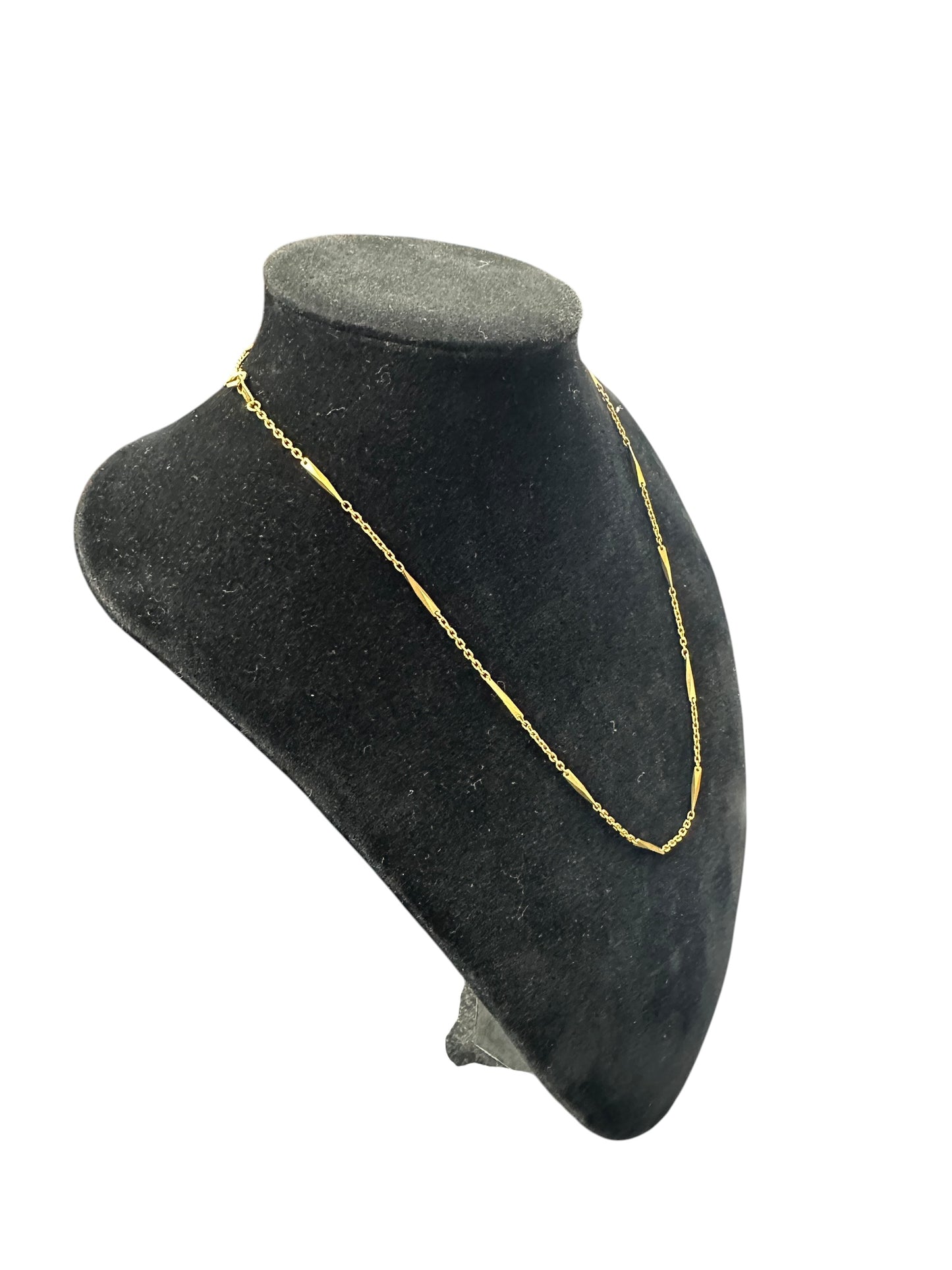 UNBRANDED Accessory K18 Yellow Gold Bar Link Chain Necklace Gold 5.54g je56