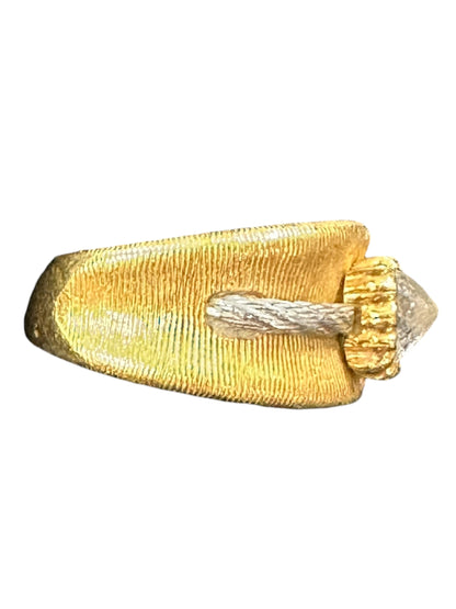 UNBRANDED Accessory K18 Pt900 Wide Band Ring Rough Diamond 0.543ct 9.1g je58