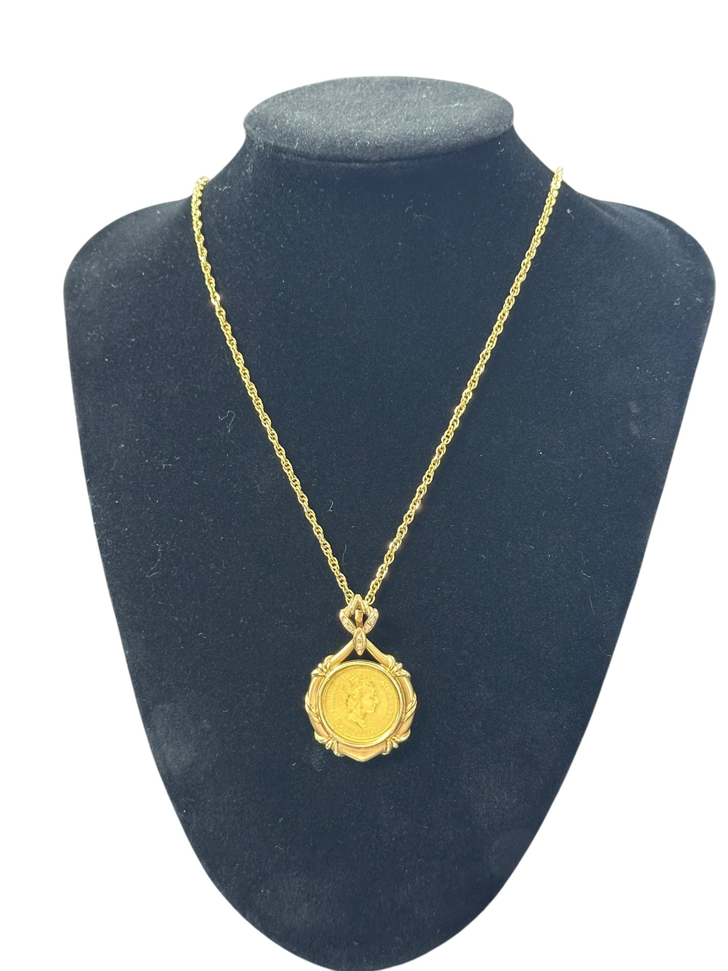 UNBRANDED Accessory K24 Coin K18 Frame Pendant Necklace 20.9g je61