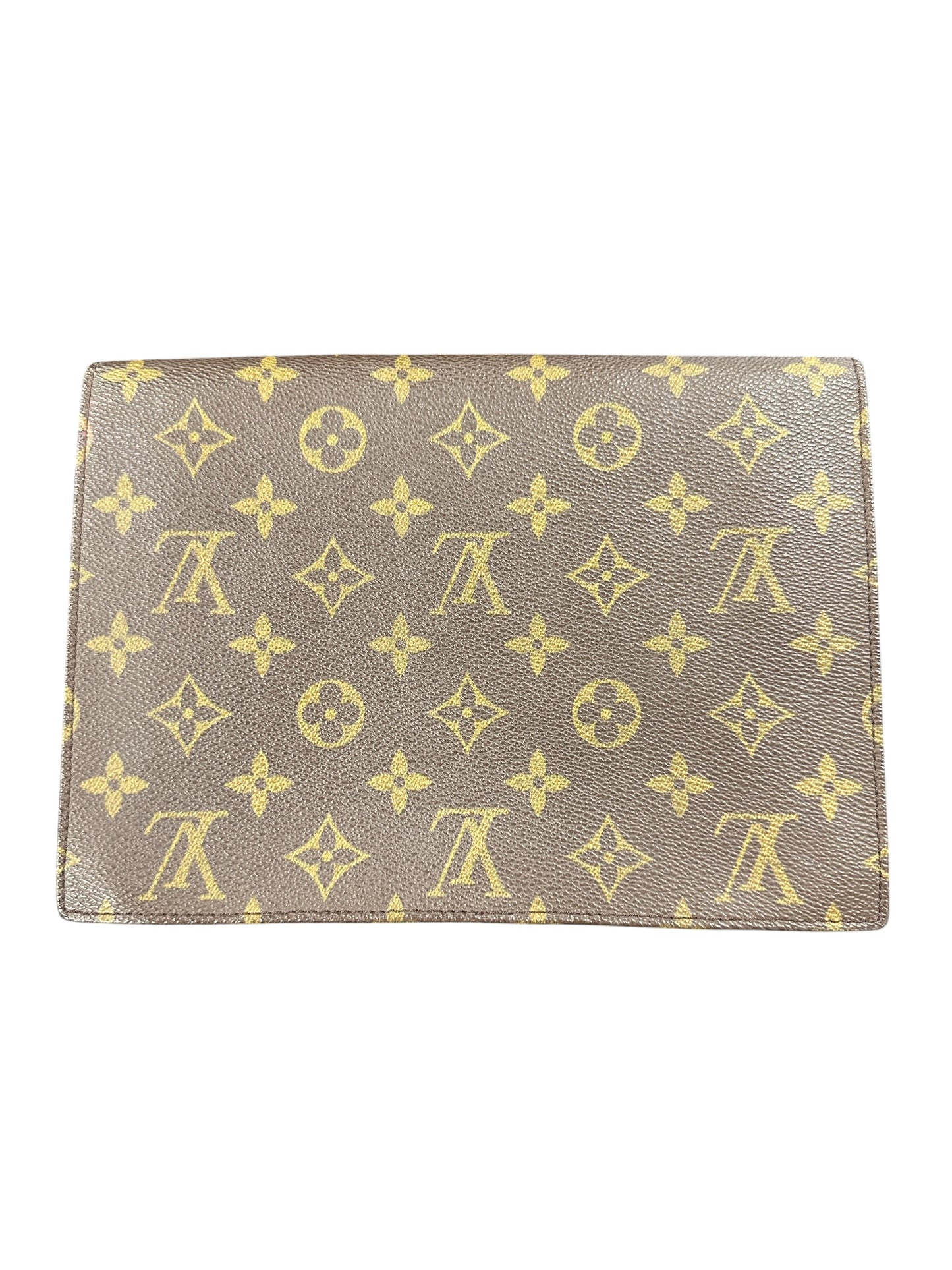 LOUIS VUITTON Monogram Pochette Rabat Clutch Bag Brown Gold Hardware LO2376