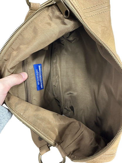 BURBERRY Blue Label Leather Shoulder Bag Camel Silver Hardware BU1226