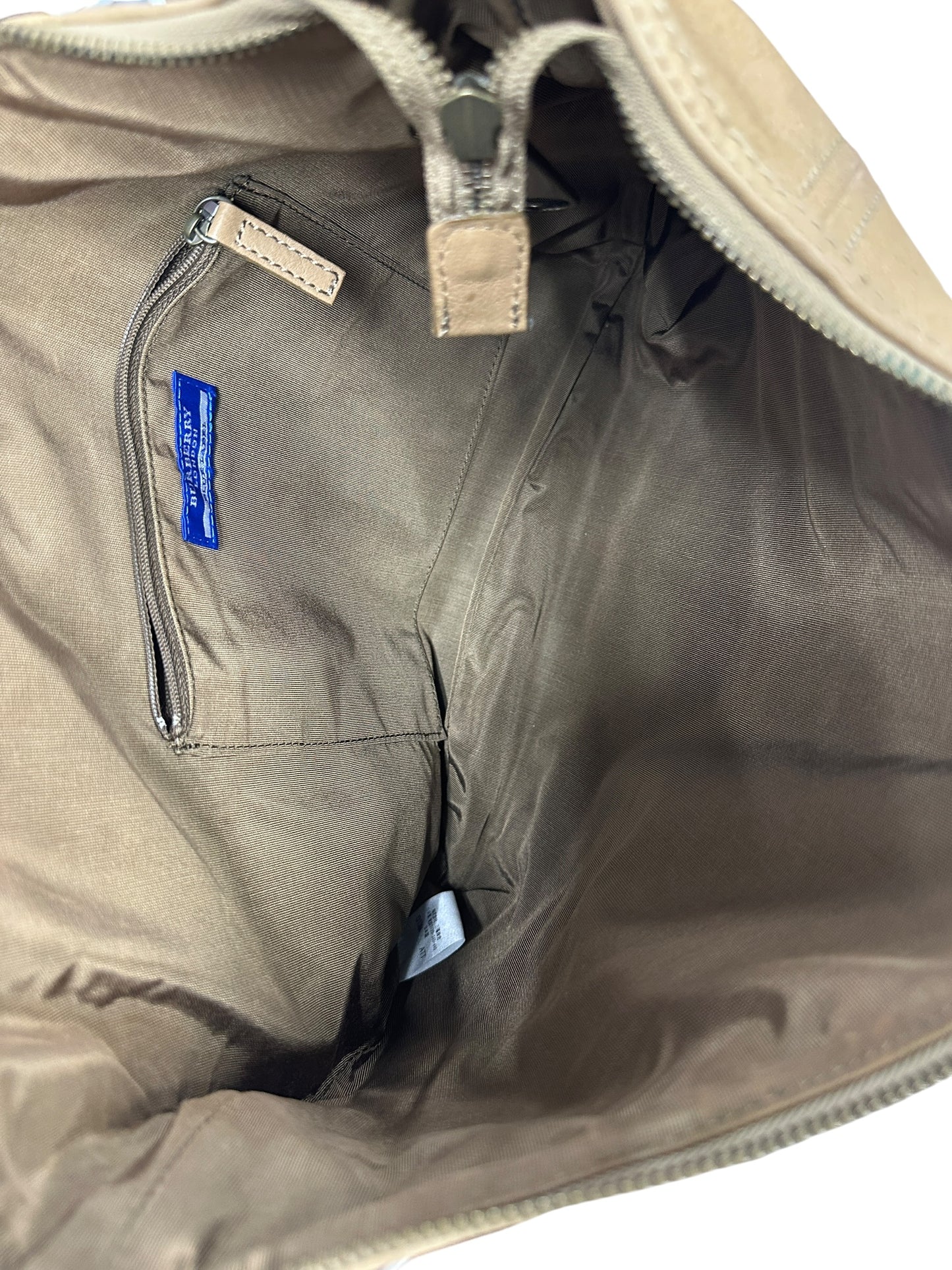 BURBERRY Blue Label Leather Shoulder Bag Camel Silver Hardware BU1226