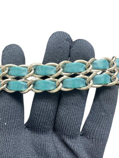 CHANEL Lambskin Matelasse Gemstone Flap Bag Turquoise Gold Hardware CH2201