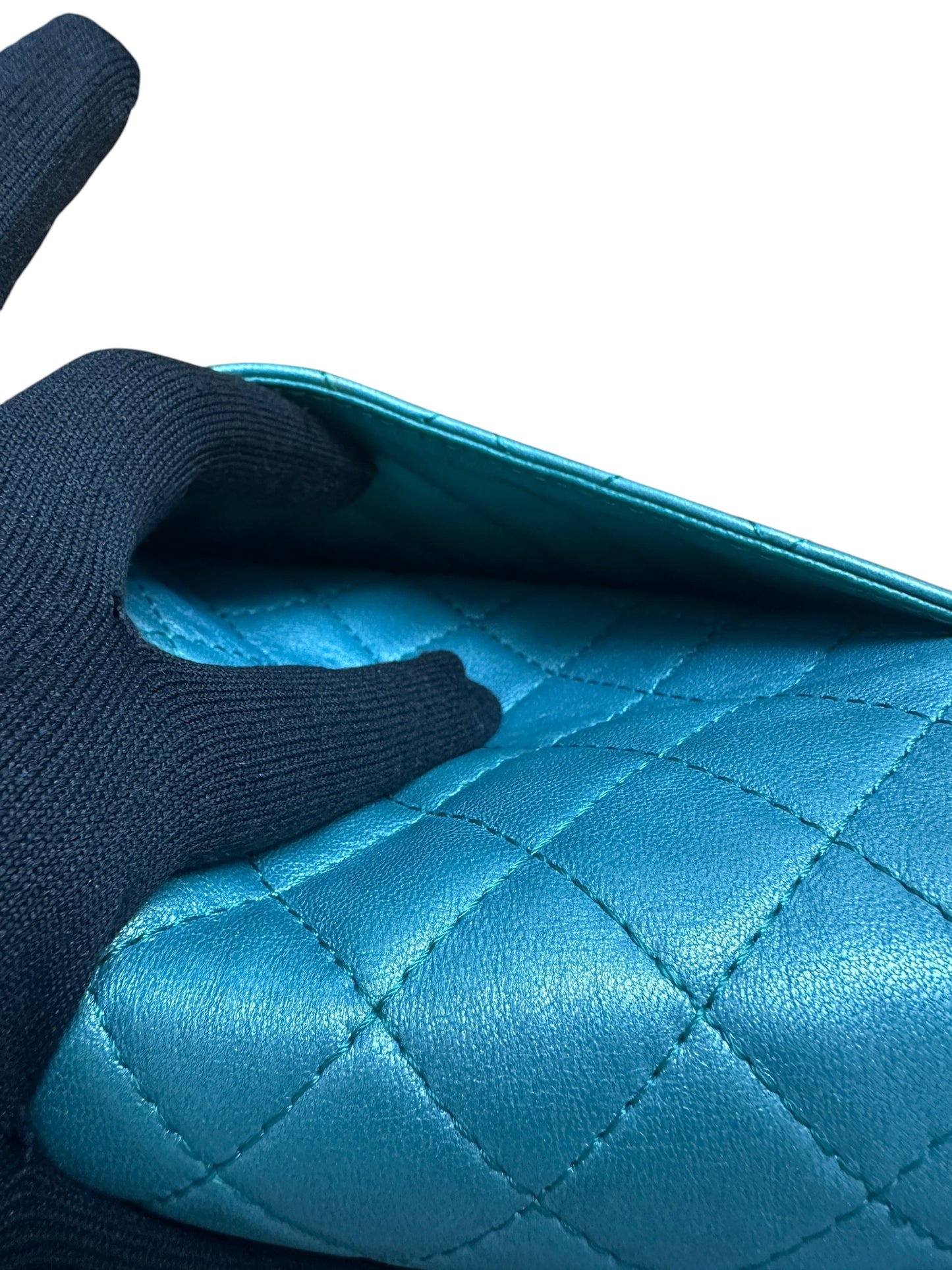 CHANEL Lambskin Matelasse Gemstone Flap Bag Turquoise Gold Hardware CH2201
