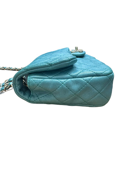 CHANEL Lambskin Matelasse Gemstone Flap Bag Turquoise Gold Hardware CH2201