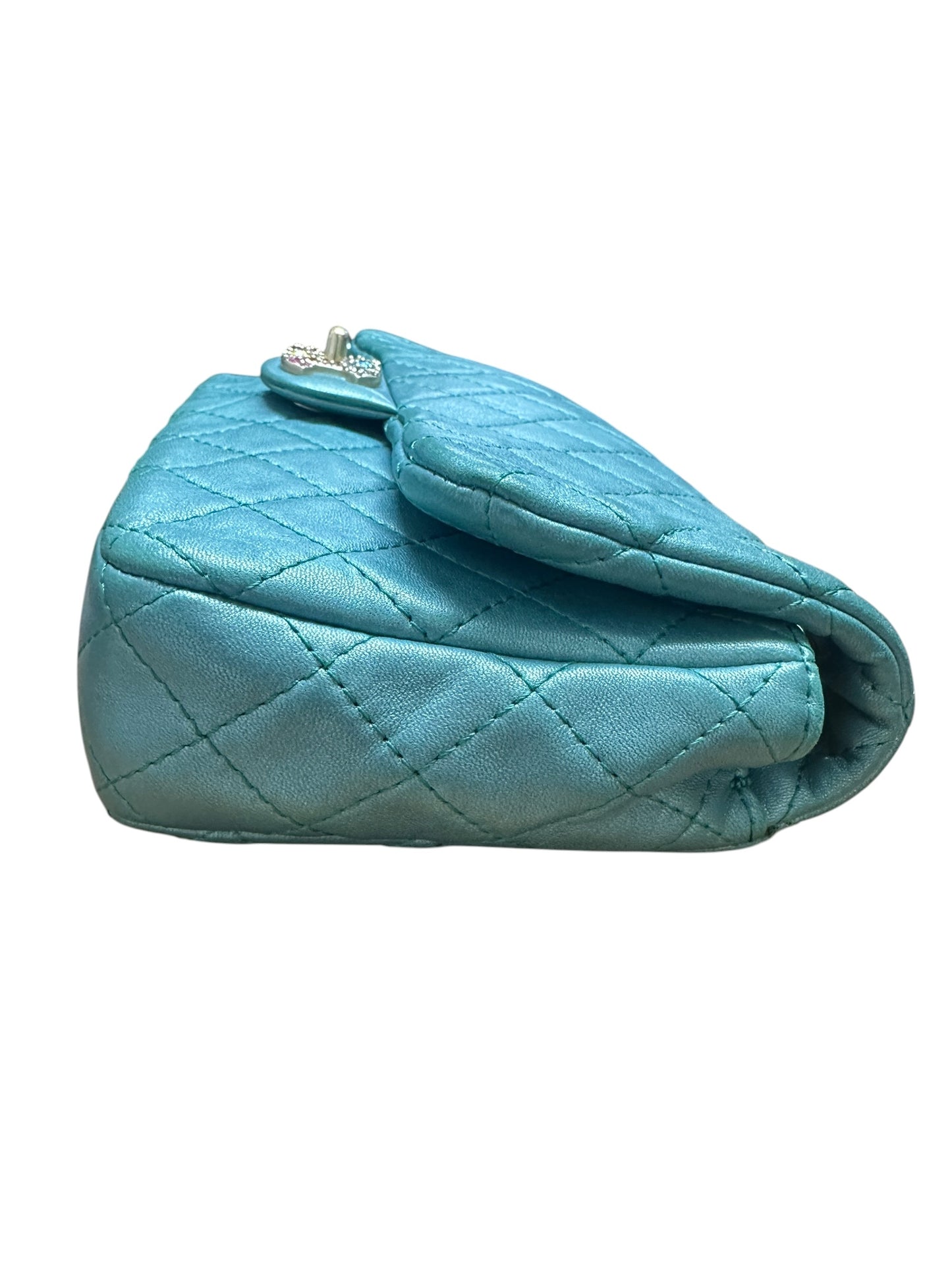 CHANEL Lambskin Matelasse Gemstone Flap Bag Turquoise Gold Hardware CH2201