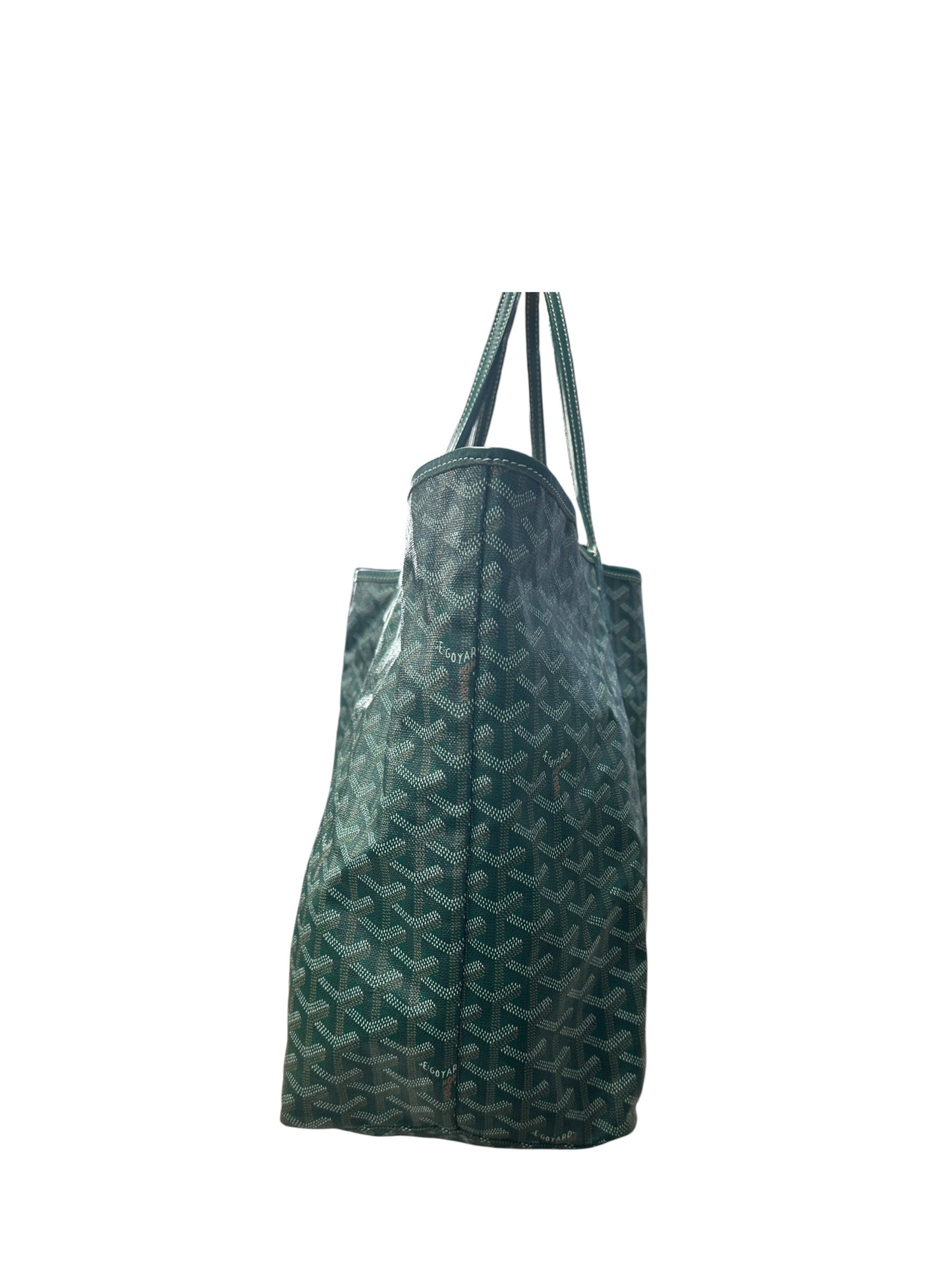 GOYARD Goyardine St Louis GM Tote Bag Green Silver Hardware GO31