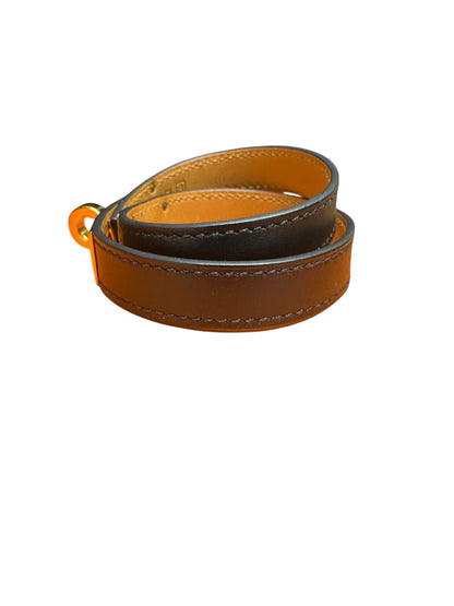 HERMES Box Calf Kelly Double Tour Bracelet Black Gold Hardware HE468