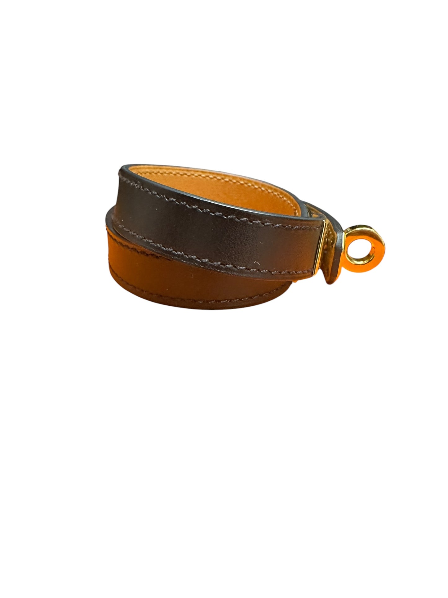 HERMES Box Calf Kelly Double Tour Bracelet Black Gold Hardware HE468