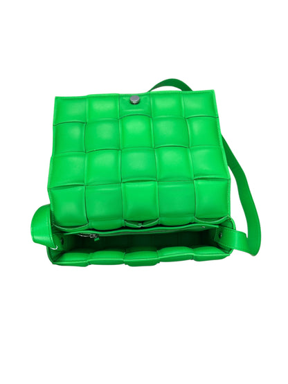 BOTTEGA VENETA Padded Intrecciato Lambskin Cassette Crossbody Shoulder Bag Green Silver Hardware Bo30