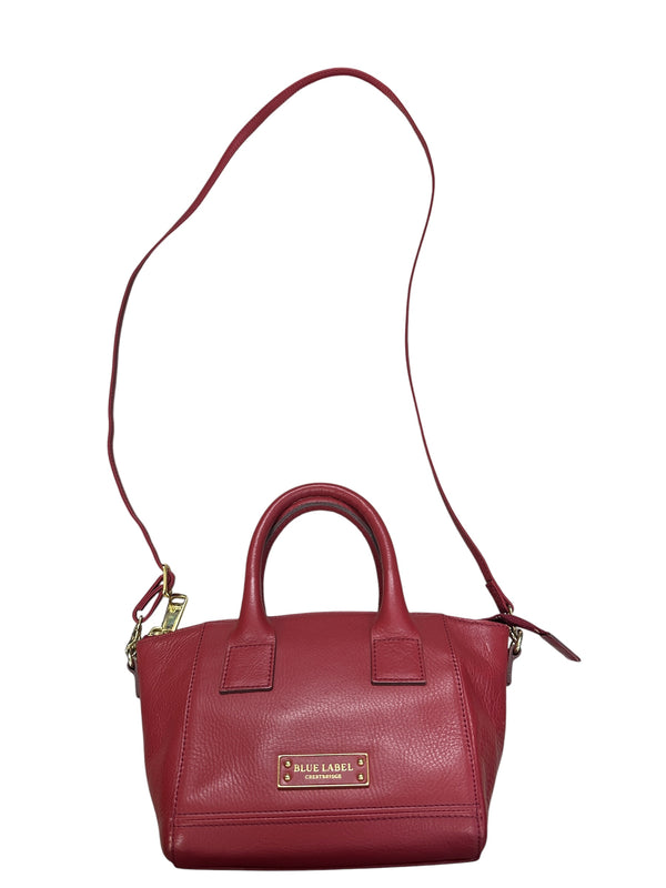 BURBERRY Blue Label Crestbridge Leather 2way Mini Handbag Red Gold Hardware BU1226A