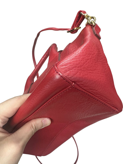 BURBERRY Blue Label Crestbridge Leather 2way Mini Handbag Red Gold Hardware BU1226A
