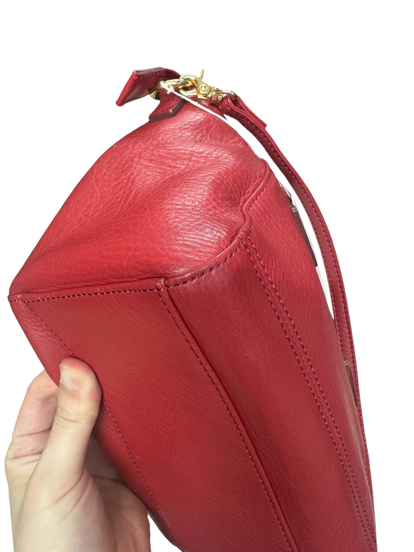 BURBERRY Blue Label Crestbridge Leather 2way Mini Handbag Red Gold Hardware BU1226A