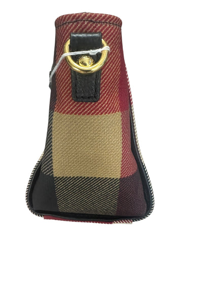BURBERRY Blue Label Crestbridge Mega Check Canvas 2way Pouch Clutch Shoulder Bag Red Black Gold Hardware BU1228