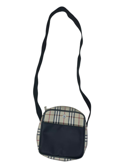 BURBERRY Nova Check Canvas Leather Mini Crossbody Shoulder Bag Beige Black Silver Hardware BU1229