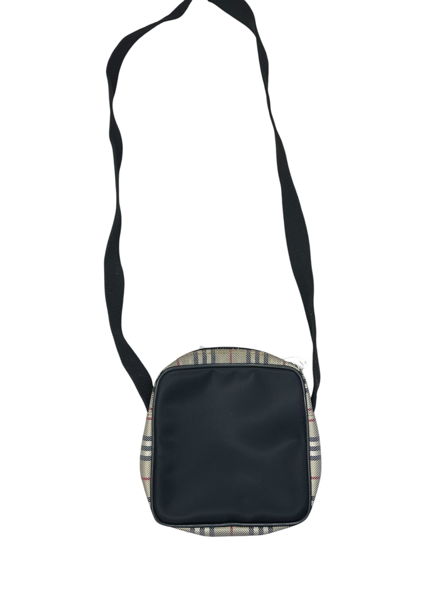 BURBERRY Nova Check Canvas Leather Mini Crossbody Shoulder Bag Beige Black Silver Hardware BU1229