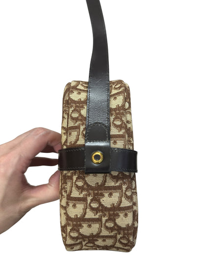 Christian Dior Trotter Canvas Shoulder Bag Brown Gold Hardware Ch2198