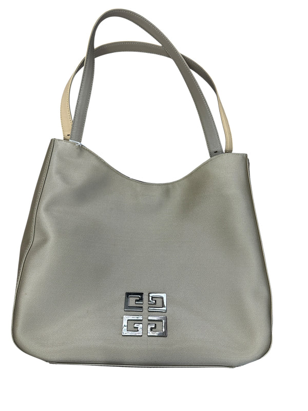 GIVENCHY Coated Canvas 4G Logo Tote Handbag Beige Silver Hardware GI37