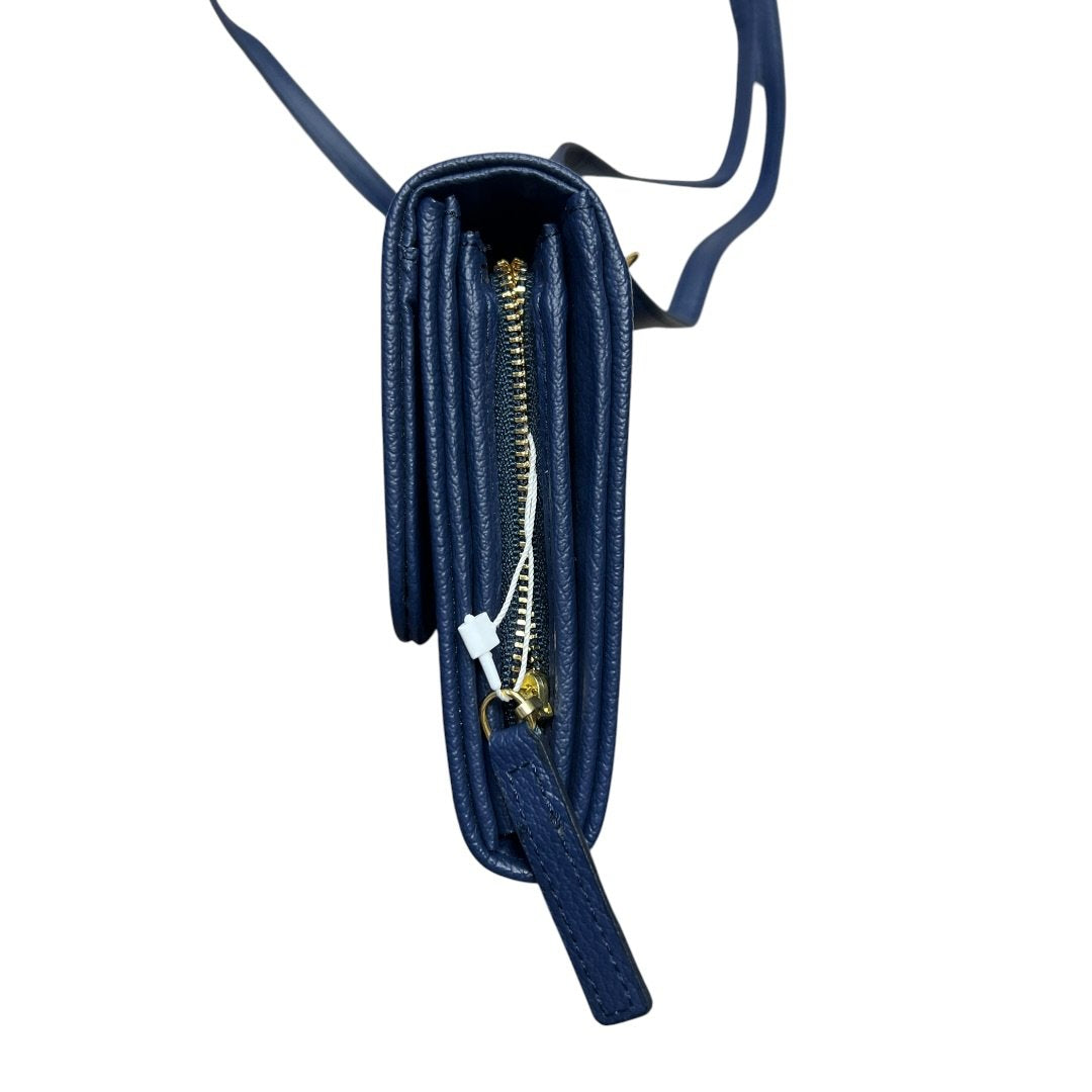 BLUE LABEL CRESTBRIDGE Textile/Leather N/A Crossbody Wallet Blue, White, Purple Plaid Gold Hardware BU1230