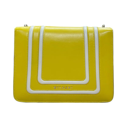 BVLGARI Calf Leather Serpenti Forever Shoulder Bag Yellow, White Silver Hardware BV64