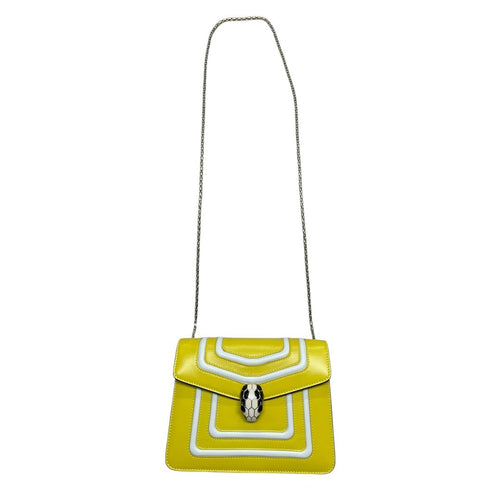 BVLGARI Calf Leather Serpenti Forever Shoulder Bag Yellow, White Silver Hardware BV64