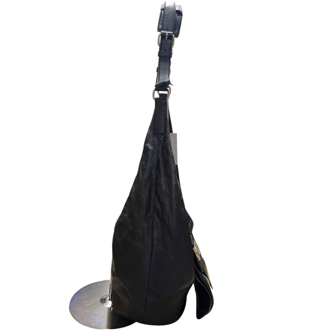 GIVENCHY Leather Hobo Shoulder Bag Shoulder Bag Black Gold Hardware GI38