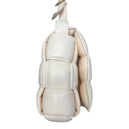 BOTTEGA VENETA Nappa Leather Padded Cassette Bag Shoulder Bag Chalk Gold Hardware BO31
