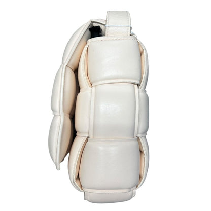 BOTTEGA VENETA Nappa Leather Padded Cassette Bag Shoulder Bag Chalk Gold Hardware BO31