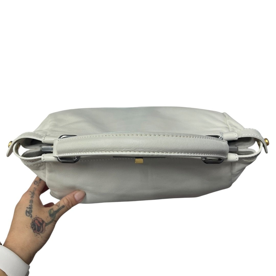 FENDI Calfskin Peekaboo Handbag Off-white Mixed-tone Hardware FE392