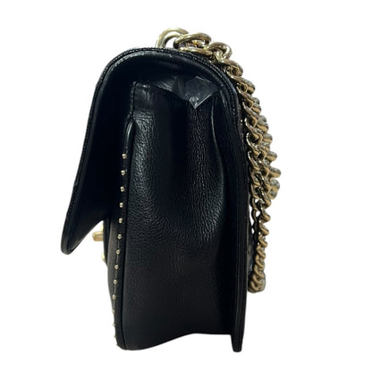 CHANEL Caviar Mini Studded Flap Bag Shoulder Bag Black with Pink Interior Gold Hardware CH2216