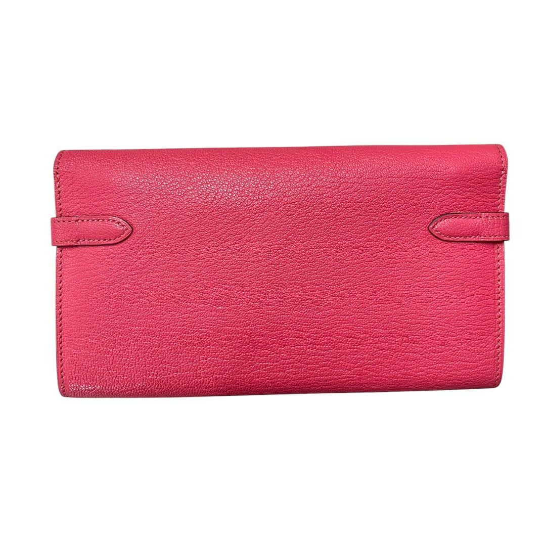 HERMÈS Epsom Kelly Wallet Wallet Pink Silver Hardware HE476
