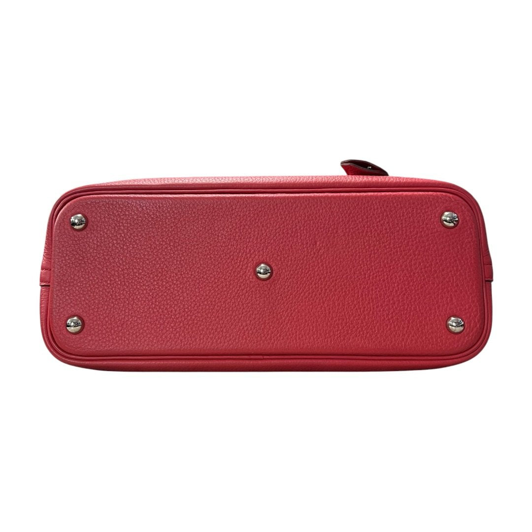 HERMES Clemence Bolide 31 Handbag Red Silver Hardware HE472