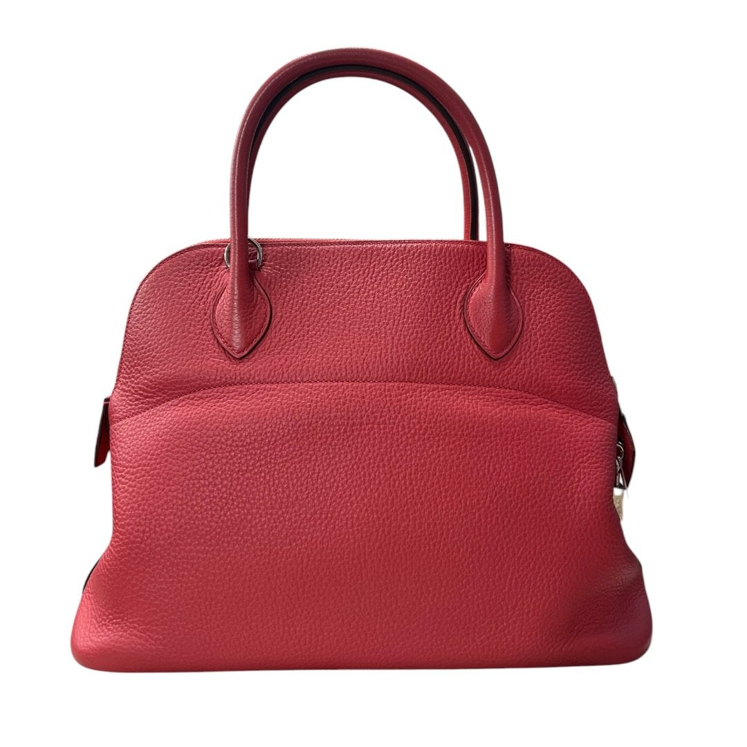 HERMES Clemence Bolide 31 Handbag Red Silver Hardware HE472