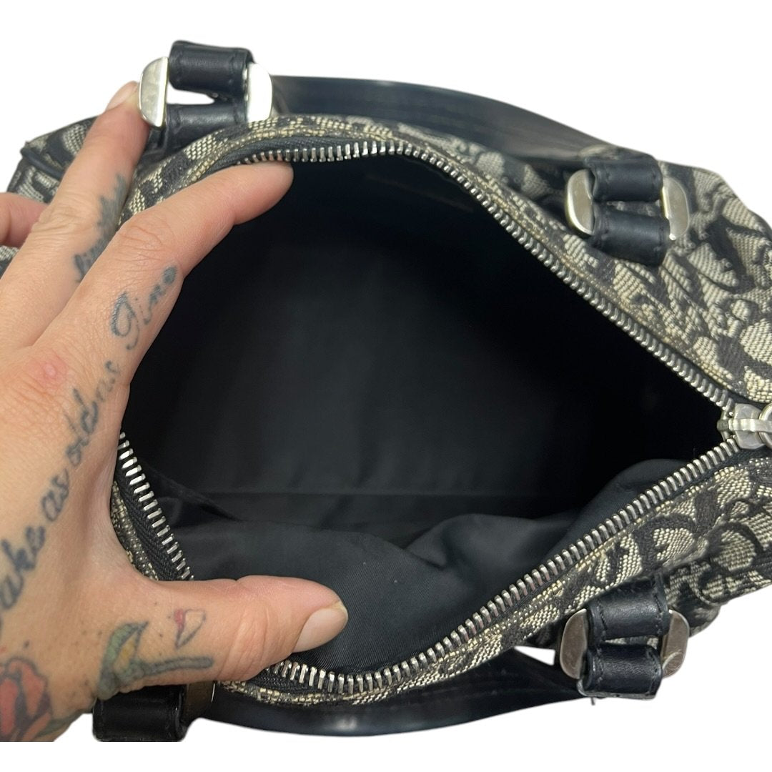 DIOR Dior Oblique Canvas Trotter Boston Bag Handbag Black, Grey Silver Hardware Ch2213