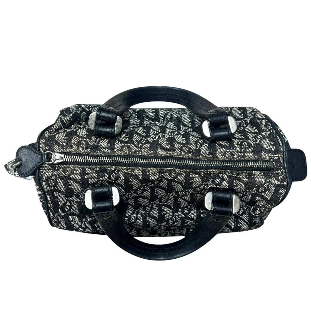 DIOR Dior Oblique Canvas Trotter Boston Bag Handbag Black, Grey Silver Hardware Ch2213
