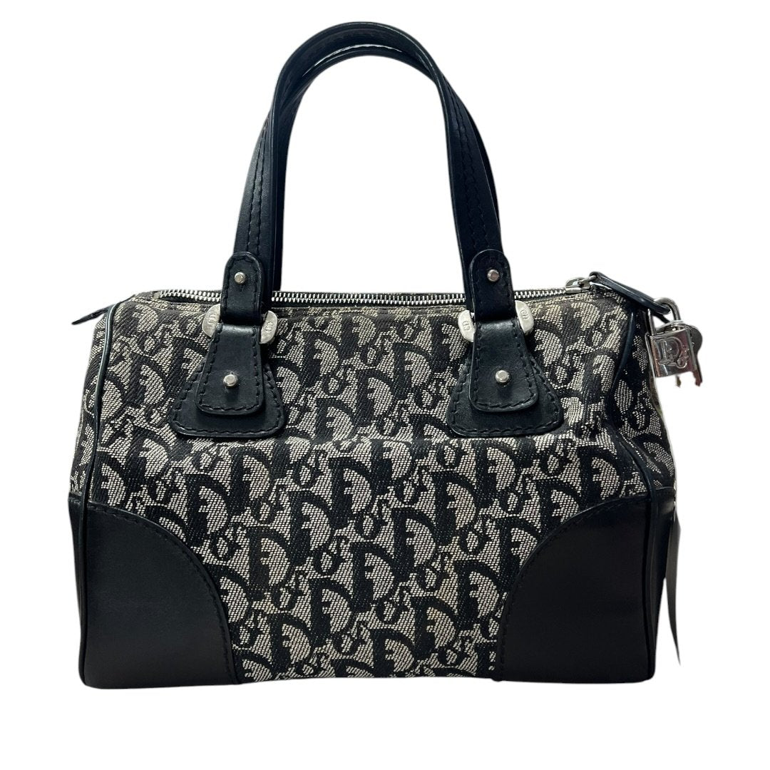DIOR Dior Oblique Canvas Trotter Boston Bag Handbag Black, Grey Silver Hardware Ch2213