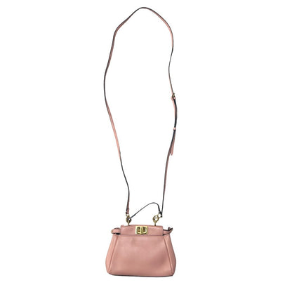 FENDI Leather Peekaboo Handbag Pink Gold Hardware FE393
