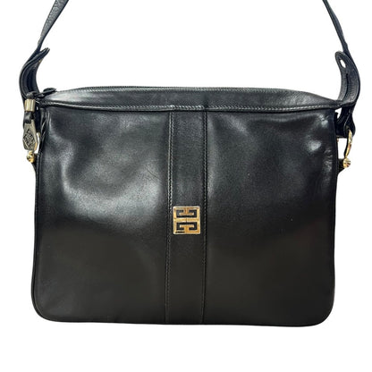 GIVENCHY Leather Shoulder Bag Black Gold Hardware GI40